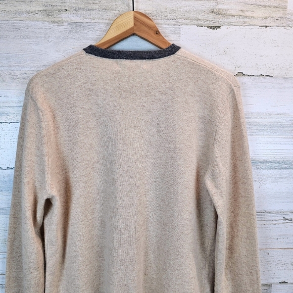 VTG Casual Corner Womens Lambswool Angora V-Neck Cardigan Large Beige Grunge 90s - Picture 10 of 12